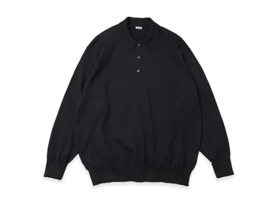 A.PRESSE Cotton Knit L/S Polo Shirts "Black"