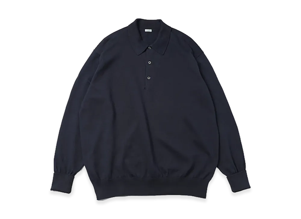 A.PRESSE Cotton Knit L/S Polo Shirts "Navy"