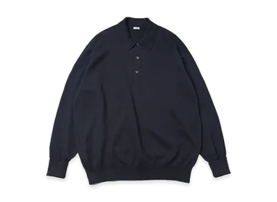 A.PRESSE Cotton Knit L/S Polo Shirts "Navy"