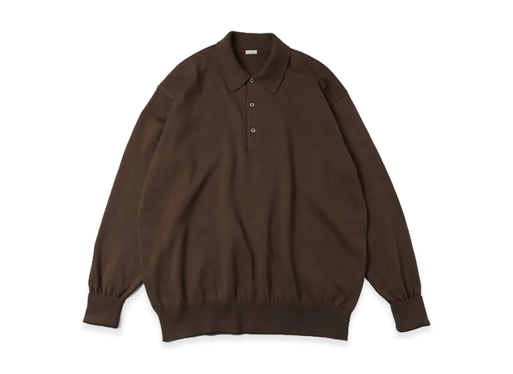 A.PRESSE Cotton Knit L/S Polo Shirts "Brown"