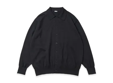 A.PRESSE Cotton Knit Polo Collar Cardigan "Black"