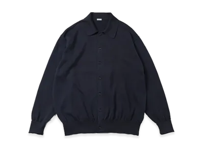 A.PRESSE Cotton Knit Polo Collar Cardigan "Navy"