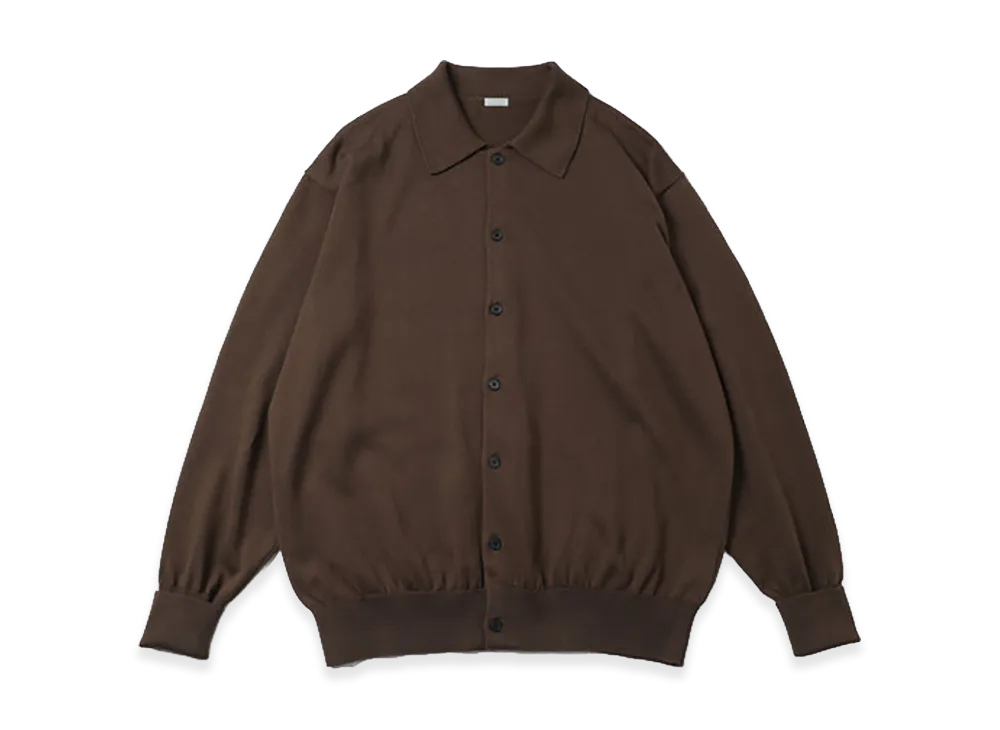 A.PRESSE Cotton Knit Polo Collar Cardigan "Brown"