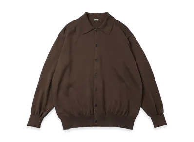 A.PRESSE Cotton Knit Polo Collar Cardigan "Brown"