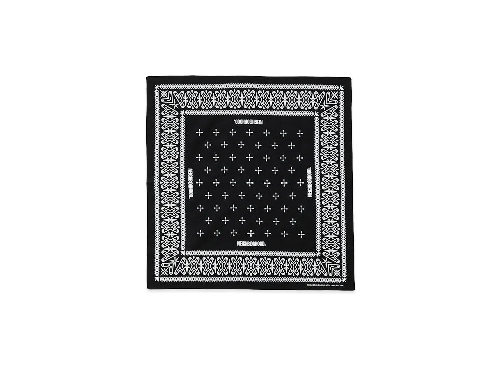 NEIGHBORHOOD Cross Pattern Bandana "Black"