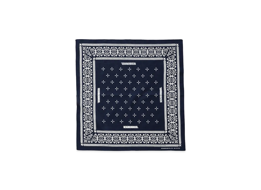 NEIGHBORHOOD Cross Pattern Bandana "Navy"