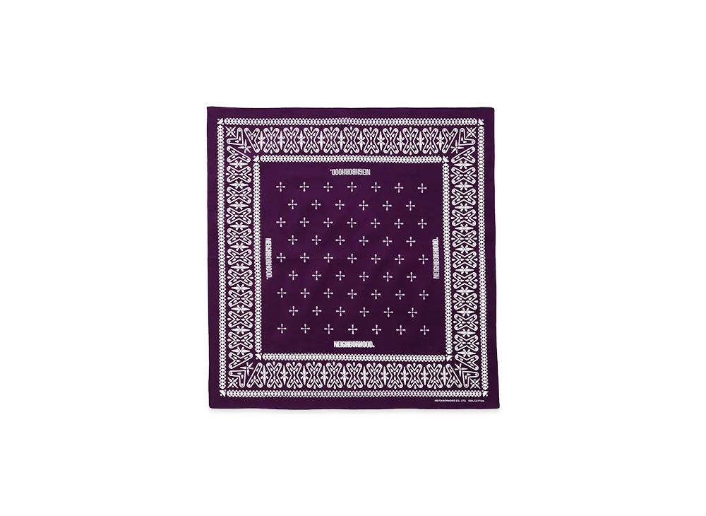 NEIGHBORHOOD Cross Pattern Bandana "Purple"