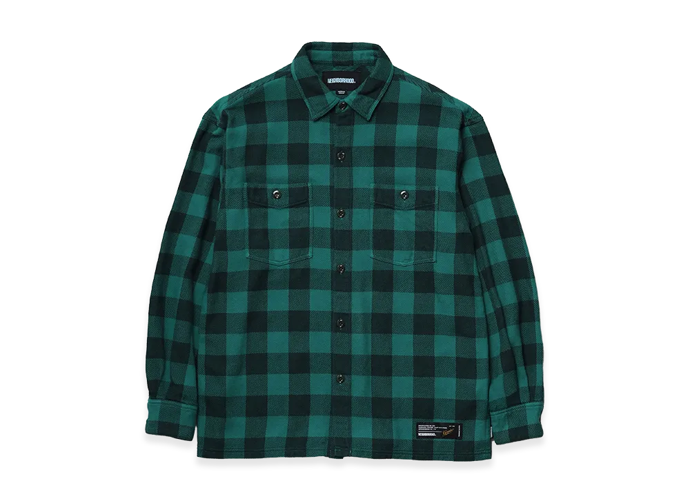NEIGHBORHOOD Garment Dyed Block Check Shirt LS "Green"