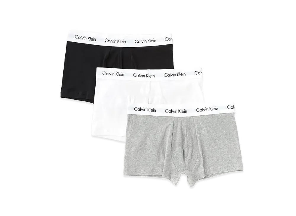 Calvin Klein 3 Pieces Cotton Stretch Low Rise Boxer Shorts "Black/White/Grey Heather"