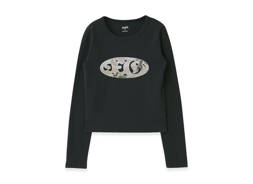 X-Girl Oval Logo Patch L/S Compact Top "Charcoal"