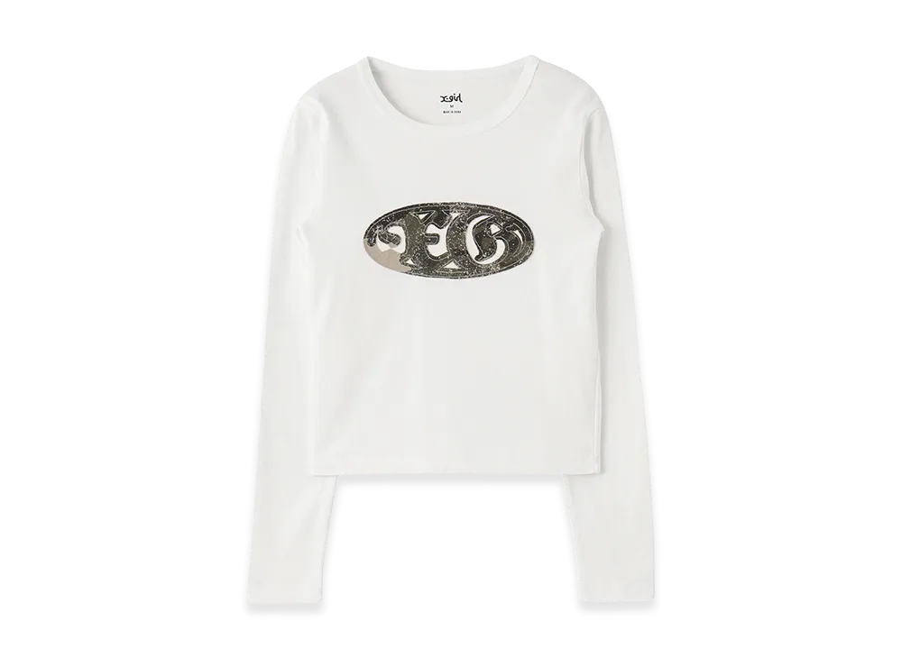 X-Girl Oval Logo Patch L/S Compact Top "White"