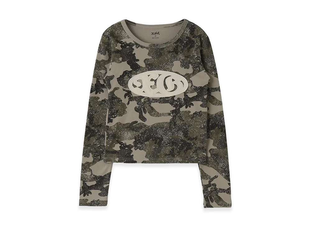 X-Girl Oval Logo Patch L/S Compact Top "Camo"