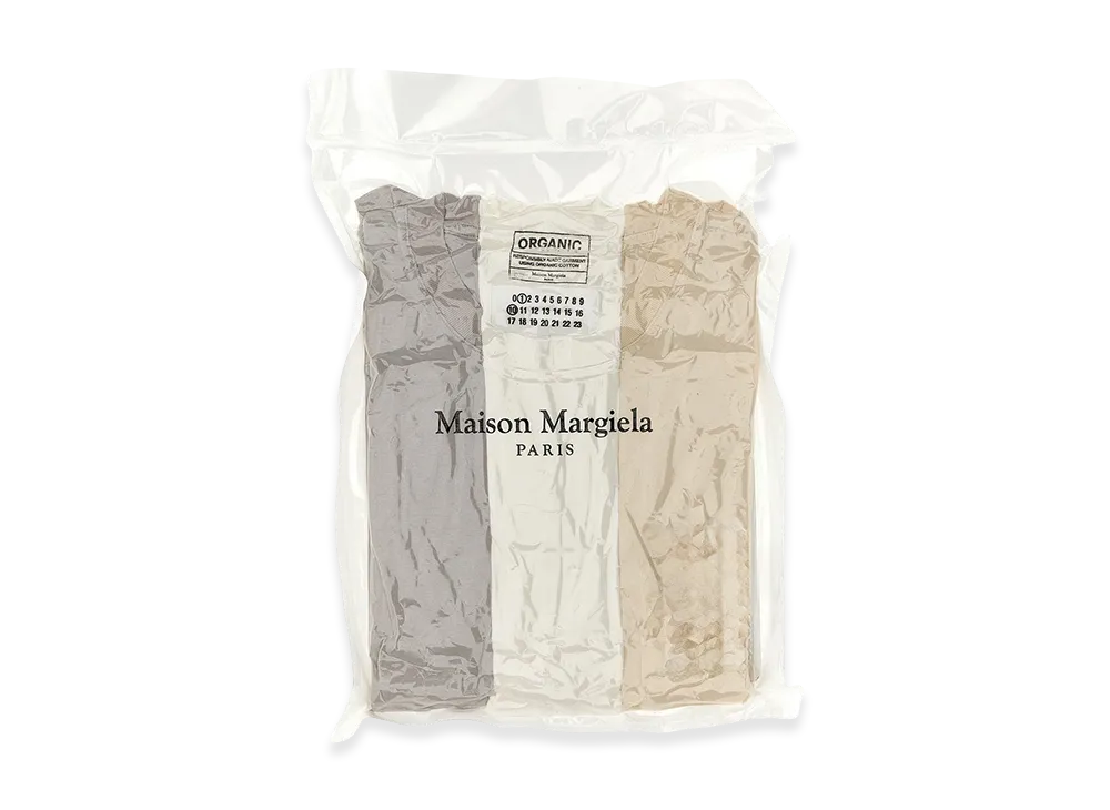 Maison Margiela Men's 3-Pack Organic Jersey T-Shirts "Cream"