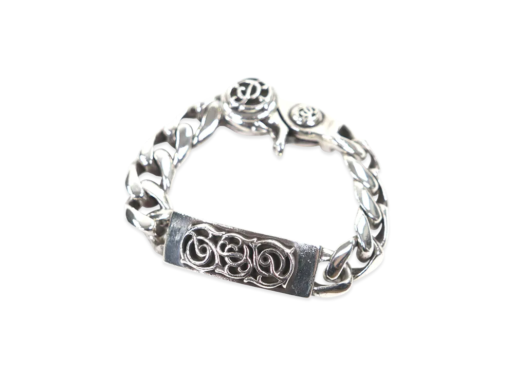 クロムハーツ 925 クラシックリンク フローラル クリップ チェーン ブレスレット "シルバー"