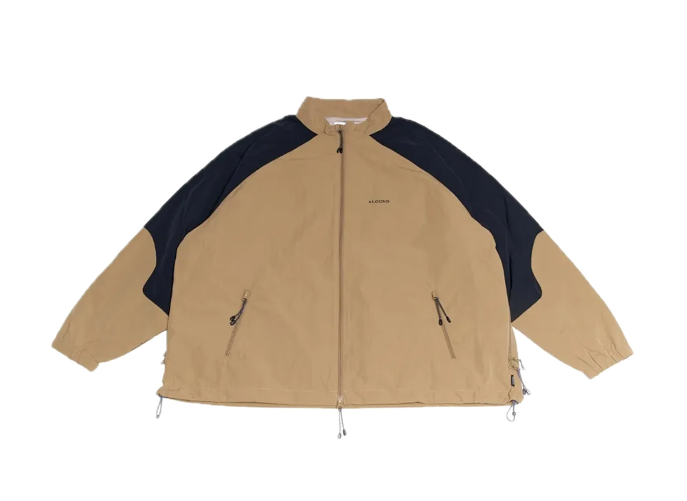 ALOUND Wide Nylon Track Jacket "Beige/Black"