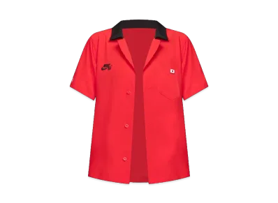 Nike SB FederationKit & Agnostic Collection Short Sleeve Button Up Skate Bowler Shirt "University Red"