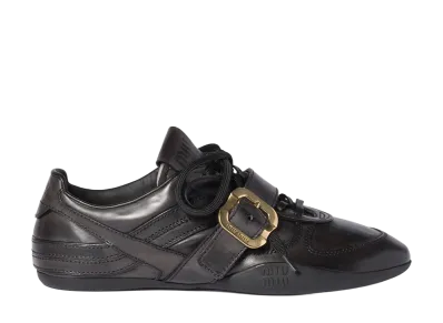 Miu Miu Women's Gymnasium Leather Sneakers with Buckle "Black"