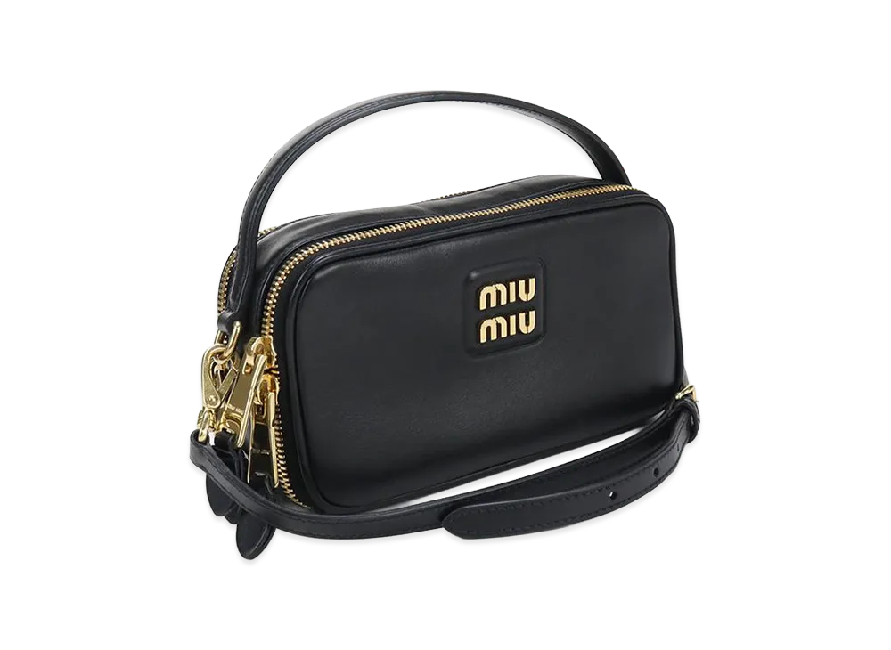 ミュウミュウ ロゴ ダブルジップ トップハンドル クロスボディバッグ