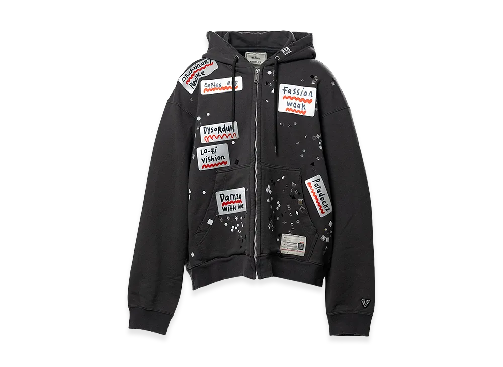 Maison MIHARA YASUHIRO Embellished Sticker Zip-Up Hoodie "Black"