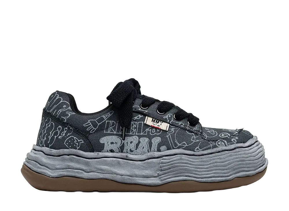 Maison MIHARA YASUHIRO OLIVER OG Sole Graffiti Printed Canvas Low-top Sneaker "Black/Black"