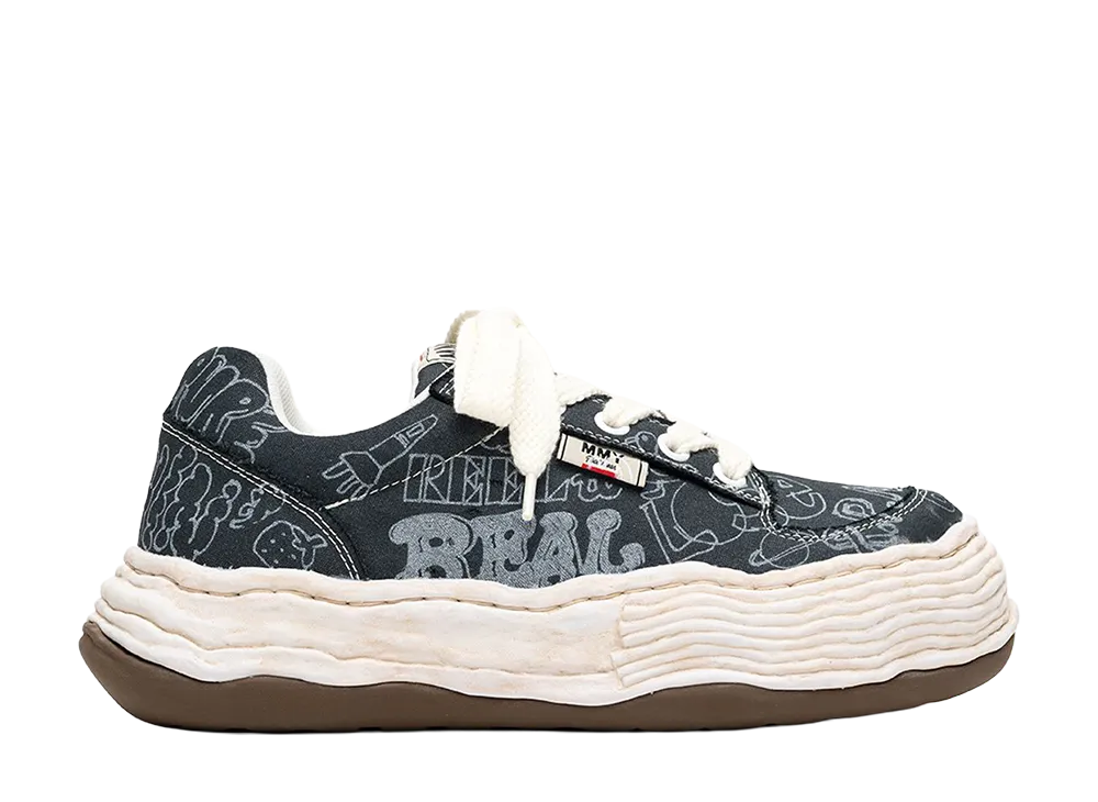 Maison MIHARA YASUHIRO OLIVER OG Sole Graffiti Printed Canvas Low-top Sneaker "Black"