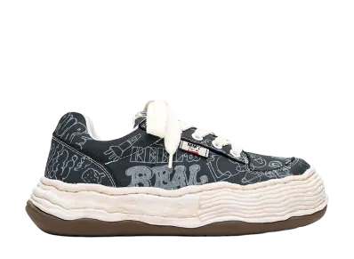 Maison MIHARA YASUHIRO OLIVER OG Sole Graffiti Printed Canvas Low-top Sneaker "Black"