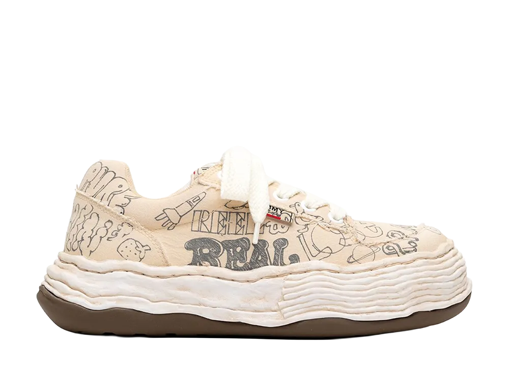 Maison MIHARA YASUHIRO OLIVER OG Sole Graffiti Printed Canvas Low-top Sneaker "White"