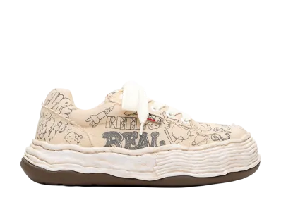 Maison MIHARA YASUHIRO OLIVER OG Sole Graffiti Printed Canvas Low-top Sneaker "White"
