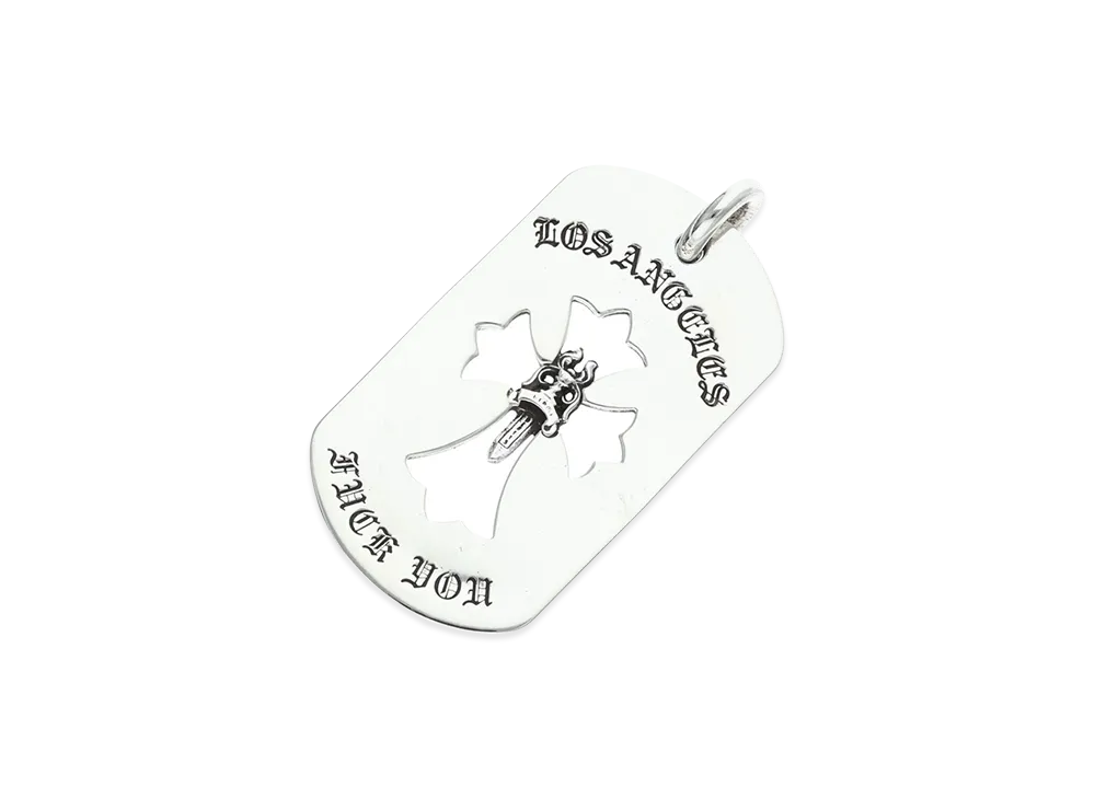 Chrome Hearts Dog Tag L Cross Dagger La Fuck You "Silver"