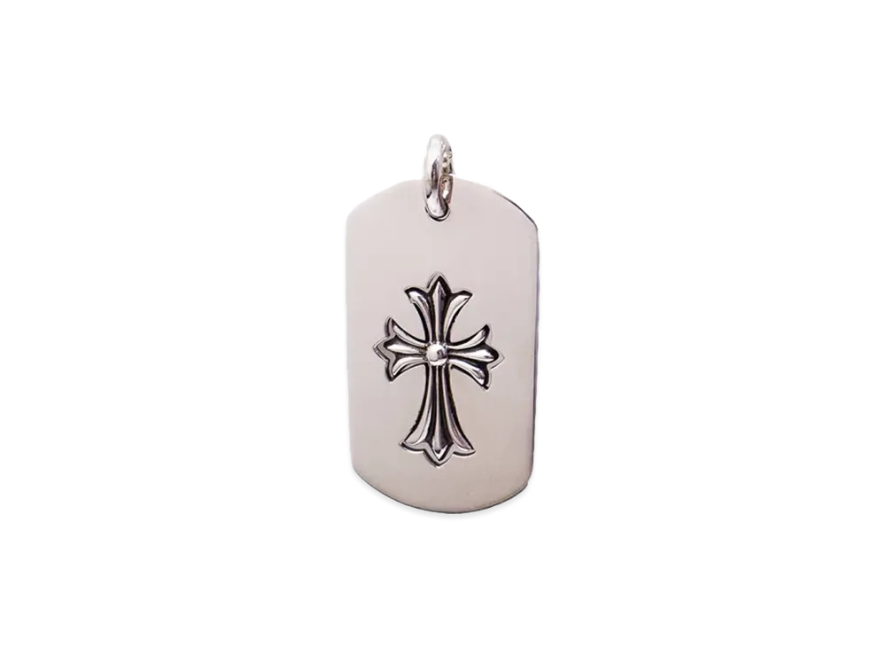 Chrome Hearts Tiny CH Cross Cut Out Large Dog Tag "Silver"