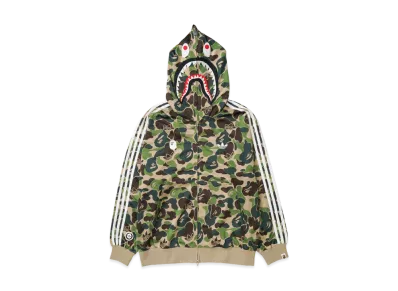 A BATHING APE x adidas Relaxed Fit Track Camo Shark Full Zip Hoodie "Green"