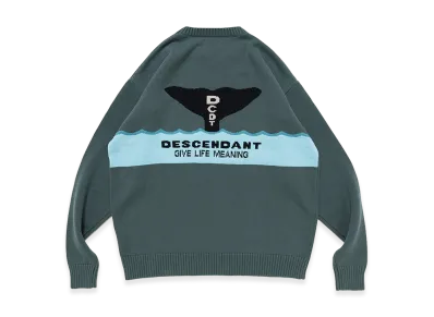 DESCENDANT Fluke Up Crew Neck Knit "Green"