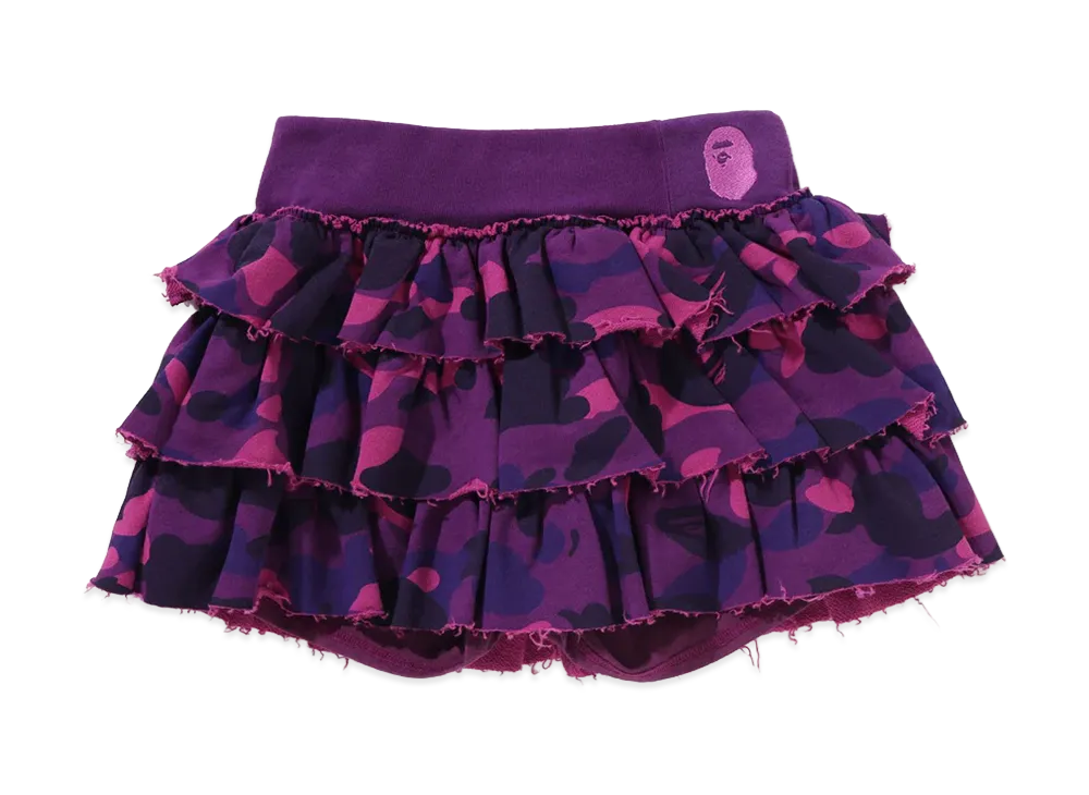 A BATHING APE Color Camo Ruffle Sweat Skirt "Purple"