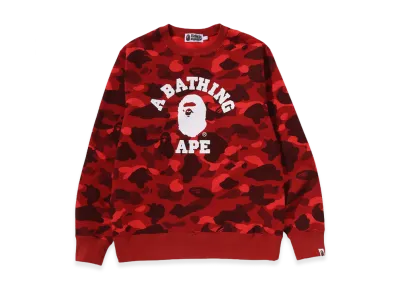 A BATHING APE Color Camo College Crewneck Sweatshirt "Red"