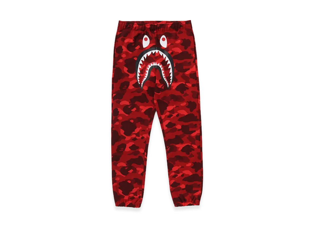 A BATHING APE Color Camo Shark Sweat Pants "Red"