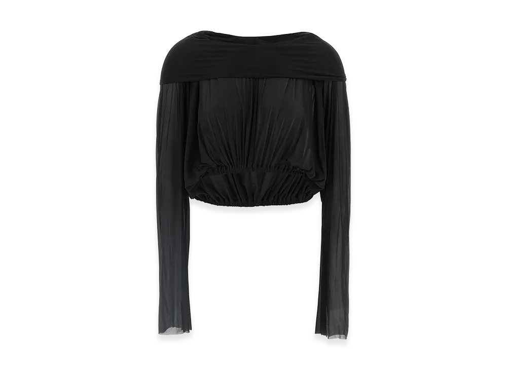 Rick Owens Women's Crooped Hooded Tunic' Sweater "Black"