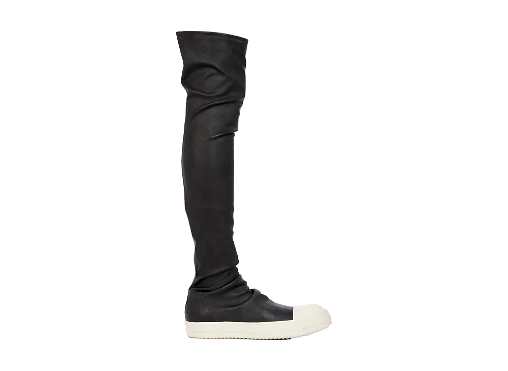 Rick Owens Women's SS26 Temple High Stocking Sneaks "Black/Milk"