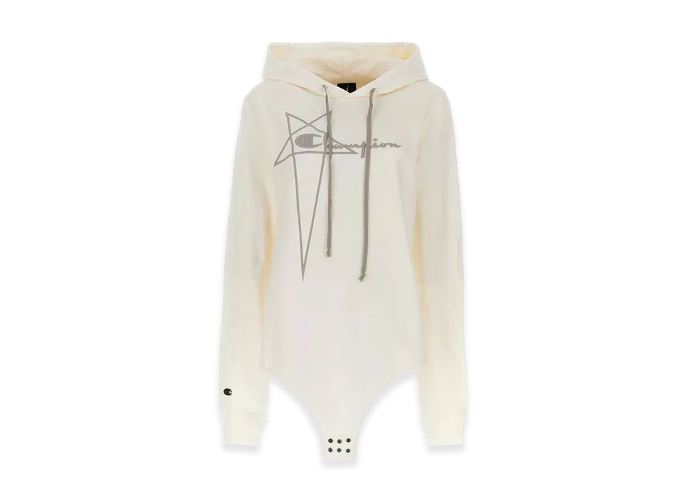 Rick Owens Women's x Champion Hooded Bodysuit "White"