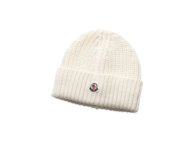 MONCLER Wool Rib Beanie "White"