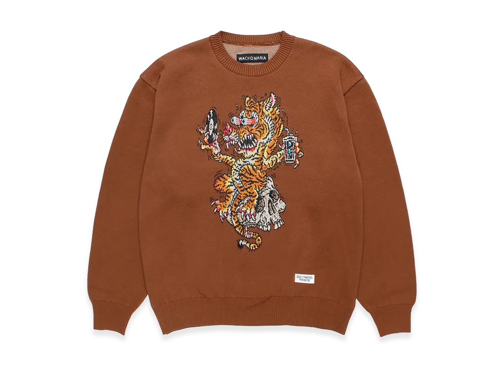 WACKO MARIA Tim Lehi / Jacquard Knit Sweater "Brown"