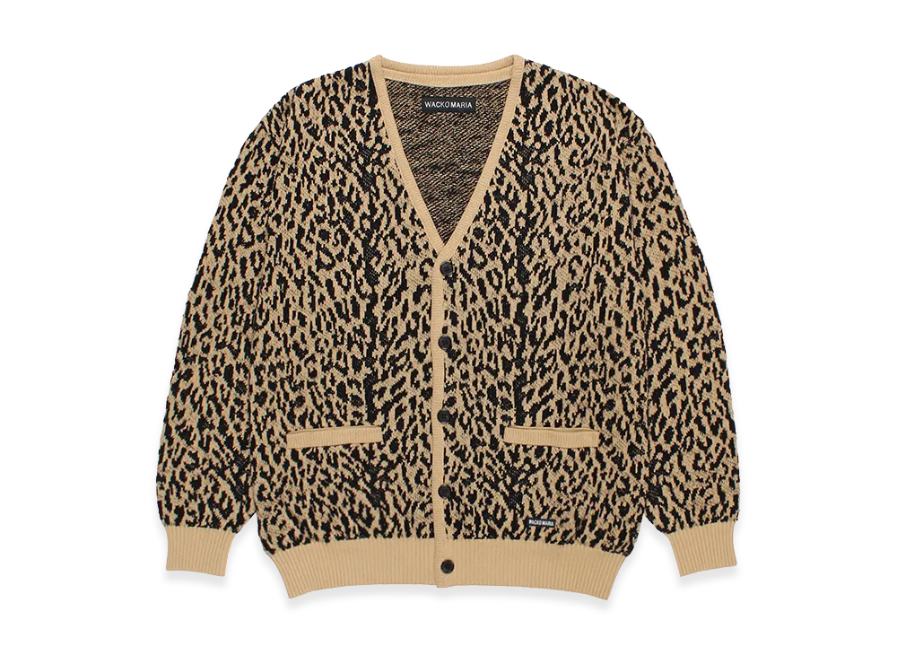 WACKO MARIA Leopard Jacquard Knit Cardigan "Light Brown"