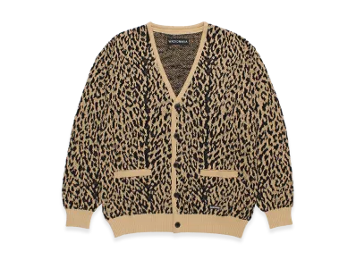 WACKO MARIA Leopard Jacquard Knit Cardigan "Light Brown"