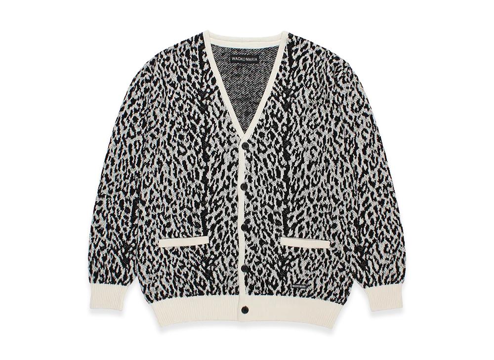WACKO MARIA Leopard Jacquard Knit Cardigan "White"