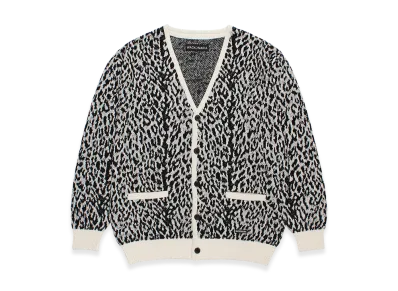 WACKO MARIA Leopard Jacquard Knit Cardigan "White"