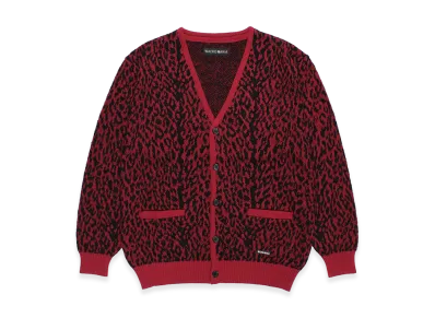 WACKO MARIA Leopard Jacquard Knit Cardigan "Red"