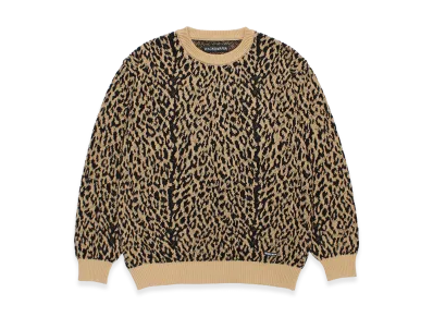 WACKO MARIA Leopard Jacquard Knit Sweater "Light Brown"