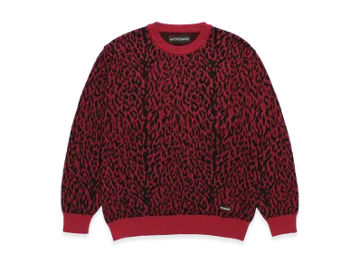 WACKO MARIA Leopard Jacquard Knit Sweater "Red"