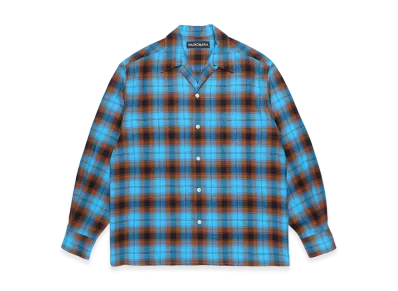 WACKO MARIA Ombre Check Open Collar Shirt "Blue"