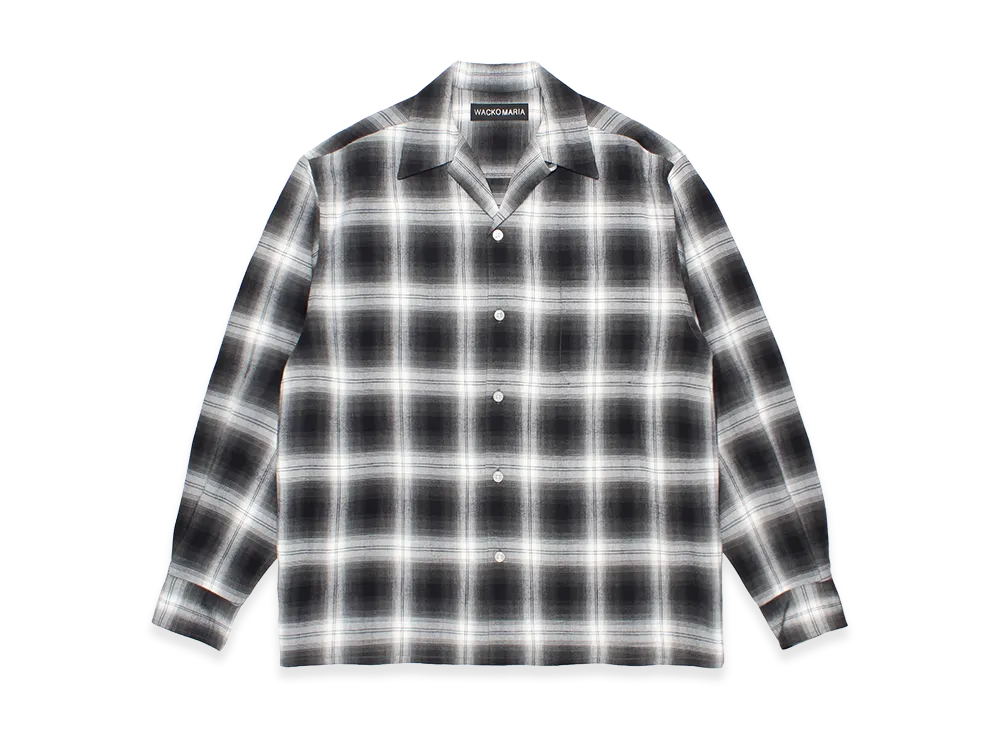 WACKO MARIA Ombre Check Open Collar Shirt "Gray"