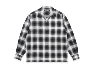 WACKO MARIA Ombre Check Open Collar Shirt "Gray"